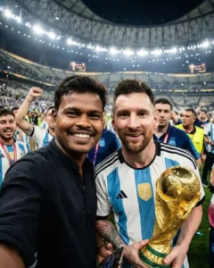 Lionel Messi India Tour AI Selfie Prompt